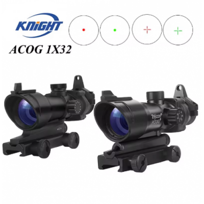KNIGHT ACOG 1X32 Red Dot Sight Optical Rifle Scopes ACOG Red Dot Scope Hunting Scopes With 20mm Rail for Airsoft Gun